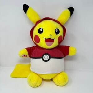 Build a Bear Pokemon Pikachu 17" Plush with Poke Ball Hooded Tee Stuffed Animal